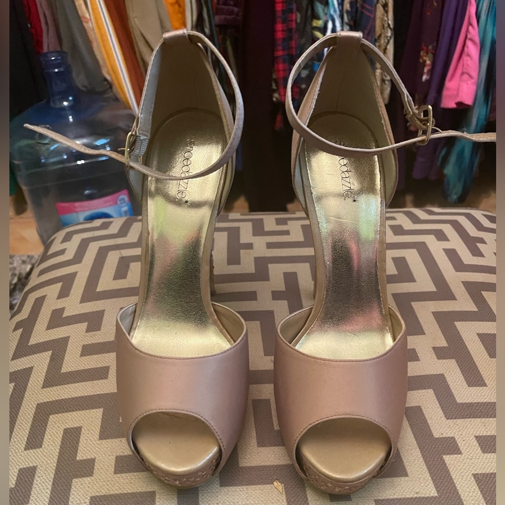 Champagne Peep Toe Heels